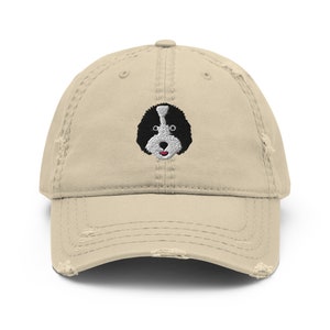 Sheepadoodle hat, embroidered distressed hat, sheepadoodle gifts, unisex hat, design 2.