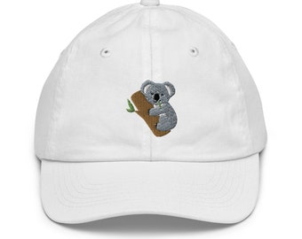Koala Kids Hat, Embroidered Unisex Youth Baseball Cap, Koala