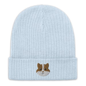 Hamster beanie, hamster hats for humans, embroidered Ribbed knit beanie, hamster winter hat, hamster gifts.