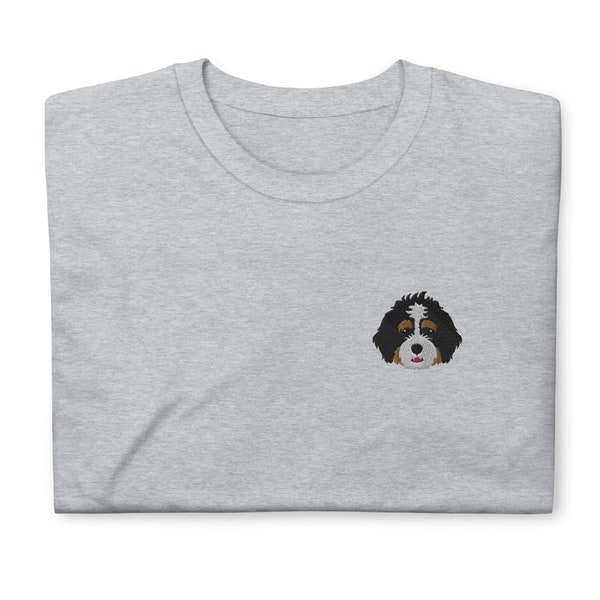 Tri-color bernedoodle shirt, embroidered Short-Sleeve Unisex T-Shirt, bernedoodle gifts.