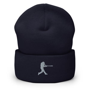 Baseball beanie, baseball gift, baseball beanie hat, winter hat, embroidered Cuffed Beanie.