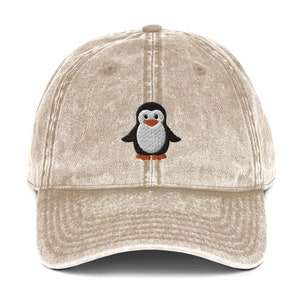 Penguin hat, embroidered unisex vintage hat, penguin gifts for penguin lovers, new vintage hat designs.