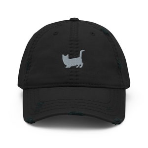 Munchkin cat hat, embroidered munchkin hat cap, unisex distressed hat, munchkin cat gifts, cat mom cat dad hat.