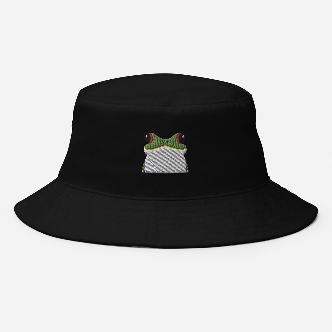 Frog Hat Bucket Hat, Funny Frog Hat, Frog Hat Adult, Embroidered Frog