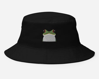 Frog hat bucket Hat, Funny frog hat, frog hat adult, embroidered frog hat, frog gifts for frog lovers, frog hat for women, for men.