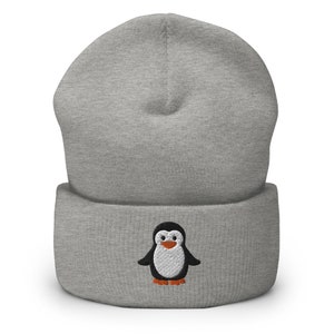 Penguin beanie, embroidered penguin beanie, penguin gift, unisex beanie.