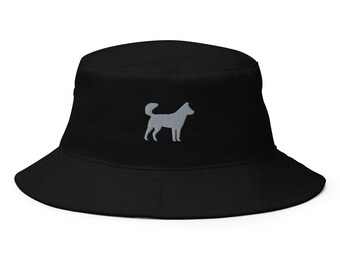 Korean Jindo hat, embroidered unisex bucket hat, Korean Jindo dog gift.