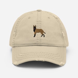 Belgian Malinois hat, colored Malinois hat, embroidered unisex hat, belgian malinois gifts, malinois dog mom dad hat, Distressed Dad Hat