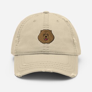 Chow Chow hat, embroidered unisex distressed hat, chow chow gifts, chow chow mom dad hat, Distressed Dad Hat