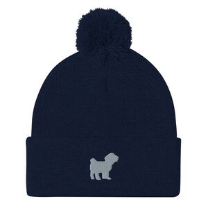 Cavapoo beanie, embroidered unisex pom-pom beanie, cavapoo gift, cavapoo dog mom dad hat.