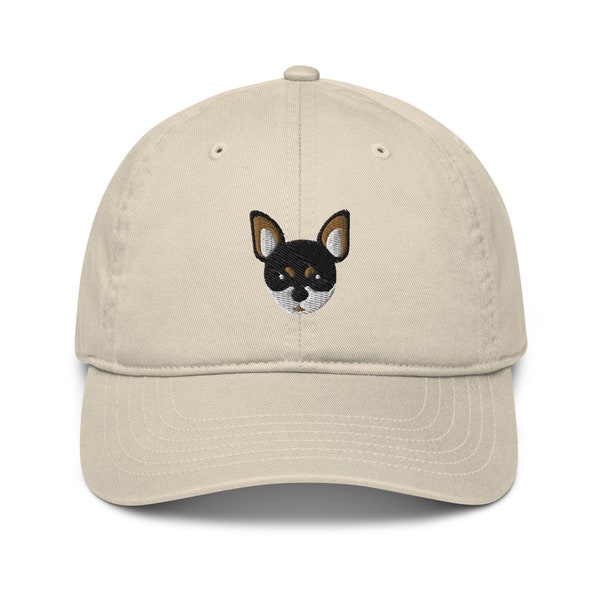 Chihuahua hat, tri-color chihuahua hat, embroidered unisex organic dad hat, chihuahua gifts for dog mom dog dad.