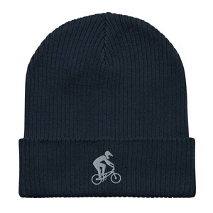 BMX Rider beanie, Embroidered Unisex 100% organic Cotton Ribbed Beanie, for kids and adults, BMX Rider Gifts.