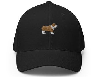 English bulldog hat, embroidered unisex structured hat, English bulldog gift, English bulldog dog mom dad hat.