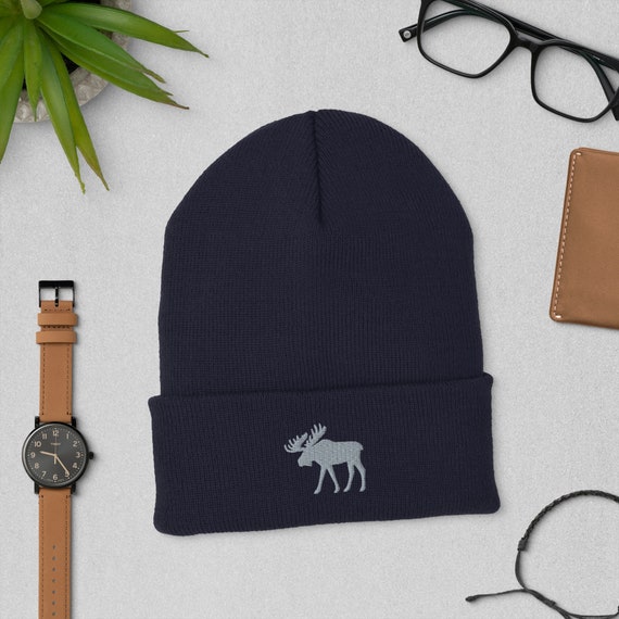帽子 moose's beanie cuffed-beanie-black-front-