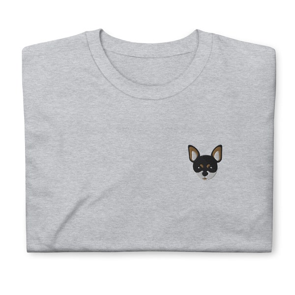 Chihuahua shirt, embroidered Short-Sleeve Unisex T-Shirt, Tri-Color Chihuahua shirt, Chihuahua gifts.
