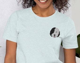Sheepadoodle shirt, embroidered sheepadoodle shirt, sheepadoodle gift, dog mom gift, Short-Sleeve Unisex T-Shirt.