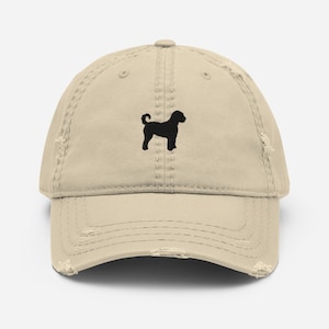 Black goldendoodle hat, embroidered unisex Distressed Dad Hat, black goldendoodle gift for dog mom dog dad.