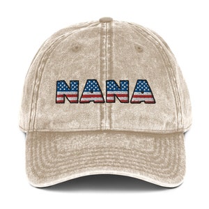 Nana hat, embroidered American flag nana vintage hat, grandma hat, nana gifts, grandma gifts, mothers day gifts.