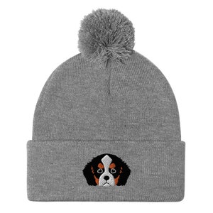Gorro de Cavalier King Charles Spaniel, regalos para cachorros de Cavalier King Charles Spaniel, gorro con pompón bordado.