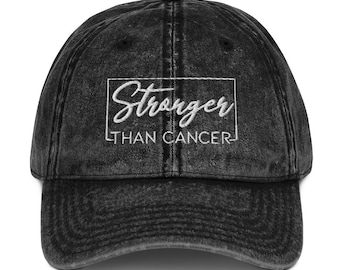 Stronger than cancer hat, embroidered unisex vintage hat, cancer hats, cancer gifts for men, for women, cancer survivor gifts.