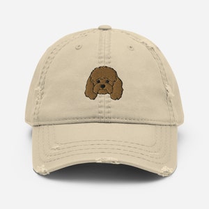 Cavapoo hat, embroidered unisex distressed hat, cavapoo gift, cavapoo dog mom dad hat, birthday gift, Christmas gift.