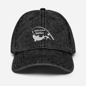Reel cool grandpa hat, embroidered unisex hat, grandpa gift, fishing gift, grandpa Christmas, birthday, Christmas gift, Vintage Cap.