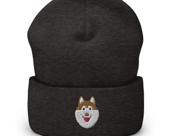 Husky beanie, siberian husky hat, embroidered unisex cuffed beanie, Siberian husky gifts, husky dog mom dad hat, Christmas gifts.