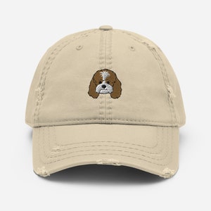 Cavapoo hat, embroidered unisex distressed hat, cavapoo gift, cavapoo dog mom dad hat, birthday gift, Christmas gift.
