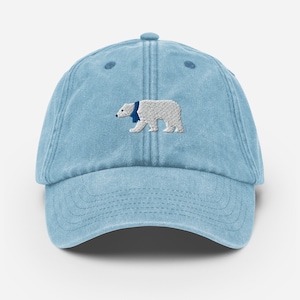 Polar bear hat, embroidered unisex Vintage Hat, polar bear cap, polar bear gifts, for polar bear lover.