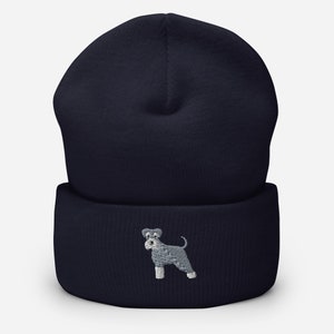 Miniature schnauzer beanie, schnauzer beanie, embroidered cuffed beanie, miniature schnauzer gifts, dog mom dad hat, Christmas gifts.