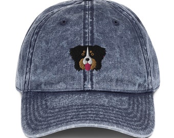 Bernese mountain dog hat, berner vintage hat, berner gifts, bernese mountain dog gifts.
