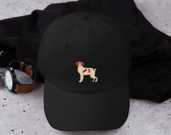 Brittany hat, brittany spaniel hat, full color embroidered unisex baseball hat, brittany spaniel mom dad hat, brittany spaniel gifts.