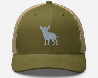 Chihuahua hat, embroidered unisex mesh hat, chihuahua trucker hat, chihuahua hats for adults, chihuahua gift.