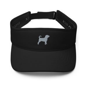 Puggle hat, pug and beagle mix dog hat, embroidered unisex visor hat, Puggle gift, dog mom dad hat.