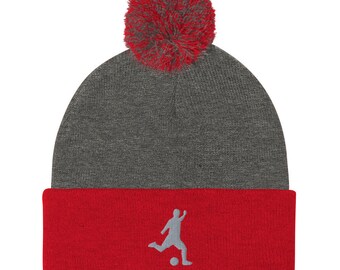 Bonnet en tricot à revers avec pompon Canada Soccer Classic Nike pour homme,  noir/rouge