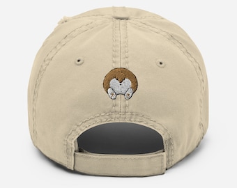 Funny corgi face and butt hat, kawaii corgi hat, double sided embroidered unisex Distressed Dad Hat, corgi gifts, corgi mom dad gifts.
