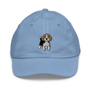 Beagle hat for kids, embroidered beagle puppy Youth baseball cap, beagle gifts for kids, 2 to 10 year old adjustable.