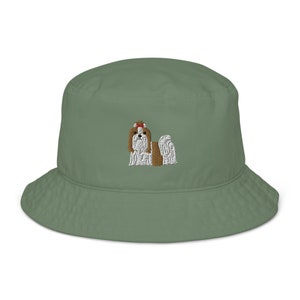 Shih Tzu Hut, gestickter Unisex Bio Eimer Hut, niedlicher Shih Tzu Hut, Shih Tzu Ganzkörper, Shih Tzu Geschenk.