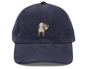 Funny Shiba Inu corduroy hat, embroidered unisex hat, Shiba Inu gift, birthday gift, Christmas gift, dog mom dad hat.