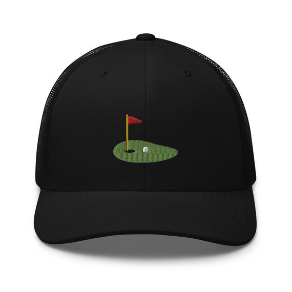 Golf Trucker Hat Embroidered Golf Hat With Golf Course Flag and