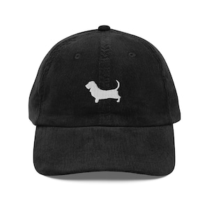 Corduroy basset hound hat, embroidered corduroy unisex hat, basset hound gifts, dog mom dad hat.