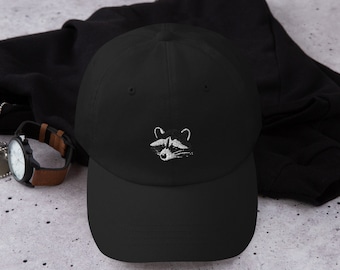 Waschbärmütze, Gestickte Waschbärmütze, Waschbärgeschenke, für Waschbärliebhaber, Unisex-Papa-Hut.