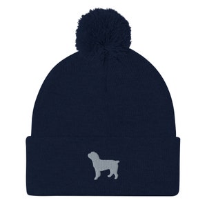 Cockapoo beanie, embroidered unisex Pom-Pom beanie, cockapoo gift for cockapoo mom and dad.