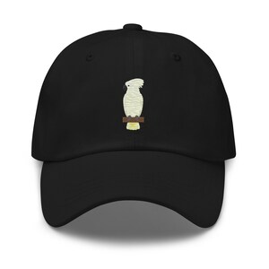 Umbrella cockatoo hat, umbrella cockatoo gift, full color embroidered unisex baseball hat, for adults.