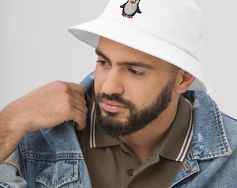 Penguin Bucket Hat, Embroidered Bucket Hat, Penguin Bucket Hats