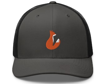 Fox trucker hat, embroidered unisex trucker hat, mesh hat, fox gifts, fox summer hat, design 1.