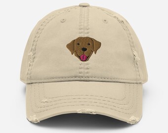 Labrador retriever hat, embroidered unisex hat, lab mom hat, lab dad hat, lab hats for women, for men, Distressed Dad Hat