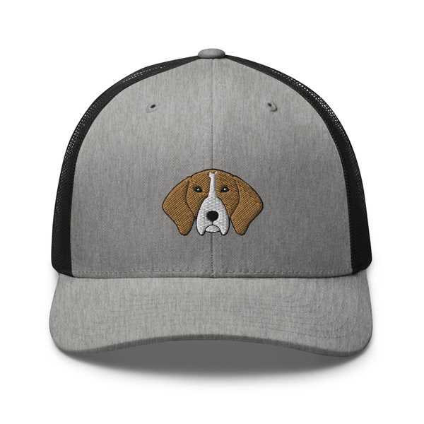 Treeing Walker Coonhound trucker hat, embroidered cartoon dog head unisex Hat, Treeing Walker Coonhound gifts, tri-color face, design 1.