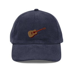 Guitar corduroy hat, embroidered Vintage corduroy cap, guitar player hat, guitar player gift, guitar hat for adults.