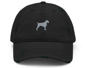 German Wirehaired Pointer hat, embroidered unisex distressed hat, German Wirehaired Pointer gift, dog mom dad hat.